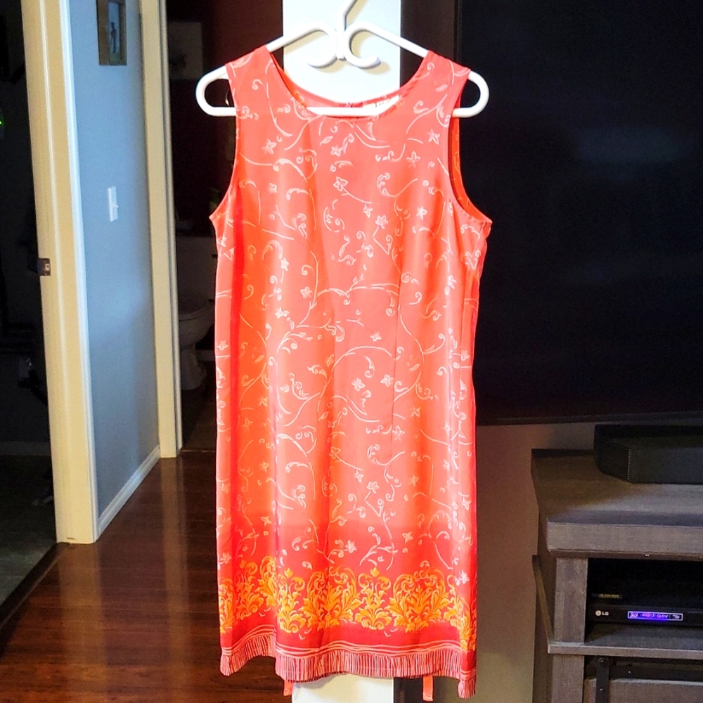 Coral and white dress